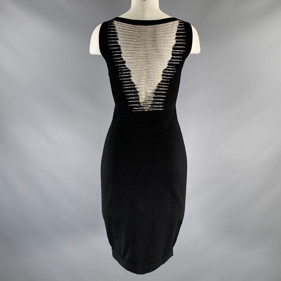 D.EXTERIOR Size S Black White Viscose Blend Contrast Stitch Sleeveless Dress - Picture 4 of 6